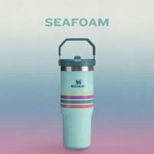 Stanley Varsity Iceflow Flip Straw Tumbler in Seafoam Stripe w/ Handle - 30oz